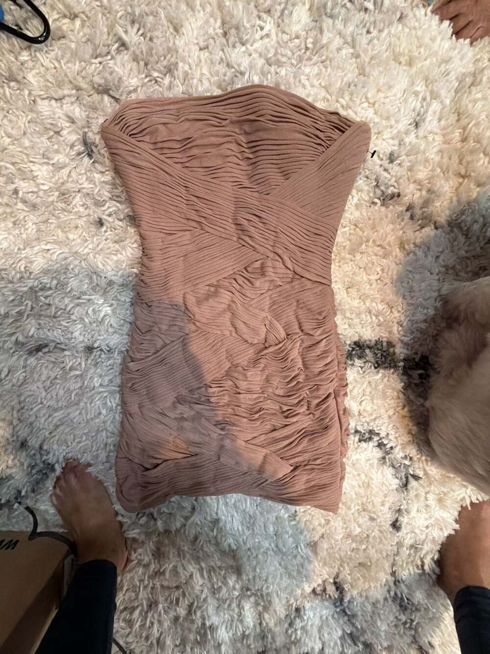BCBG MaxAzaria Dress Taupe Brown Halter Lined Cocktail Knee Length Size 12